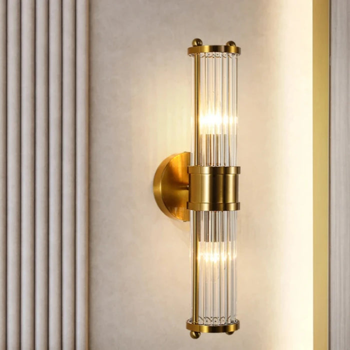 Applique murale LED moderne avec cristal doré pour salle de bain