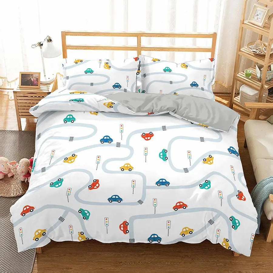 Housse de couette polyester doux bleu ciel