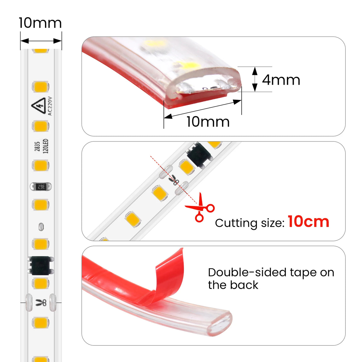 Ruban LED 220V utilisé pour éclairer un escalier