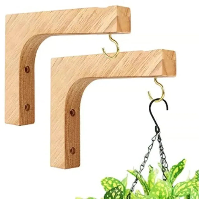 Porte-plante mural en bois naturel nordique gris clair suspendu avec plante verte