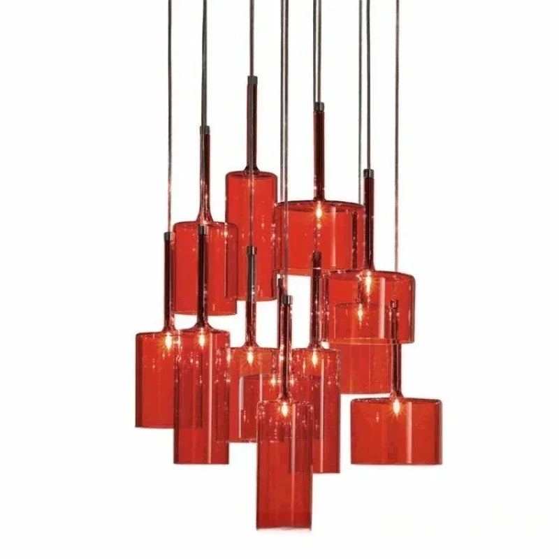 Lustre suspension verre avec éclairage LED blanc chaud