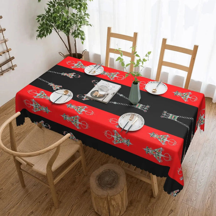Nappe berbère imperméable orange motif géométrique