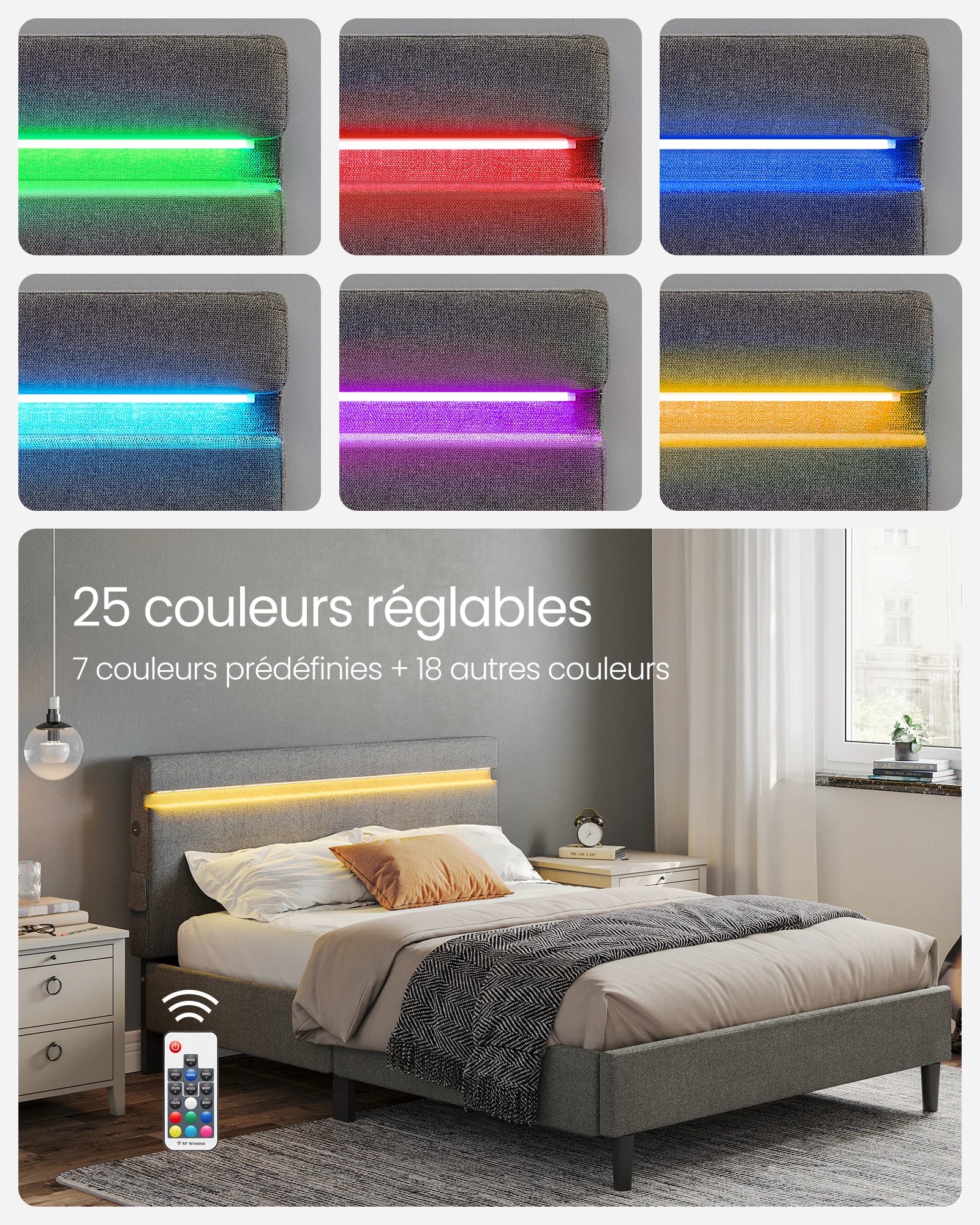 Ports USB et Type-C intégrés dans le côté de la tête de lit