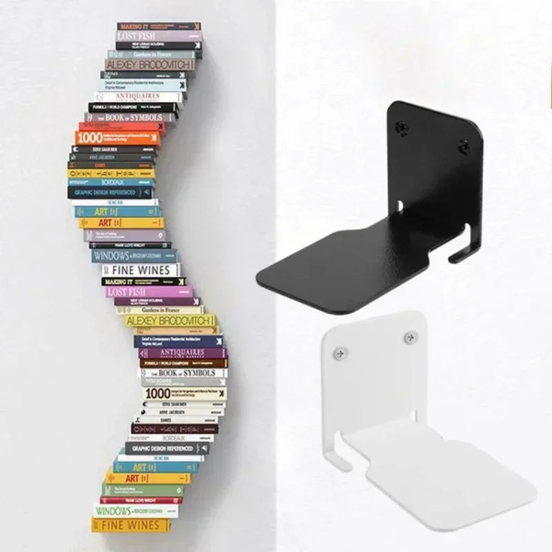 Support mural design pour rangement de livres en couleur grise