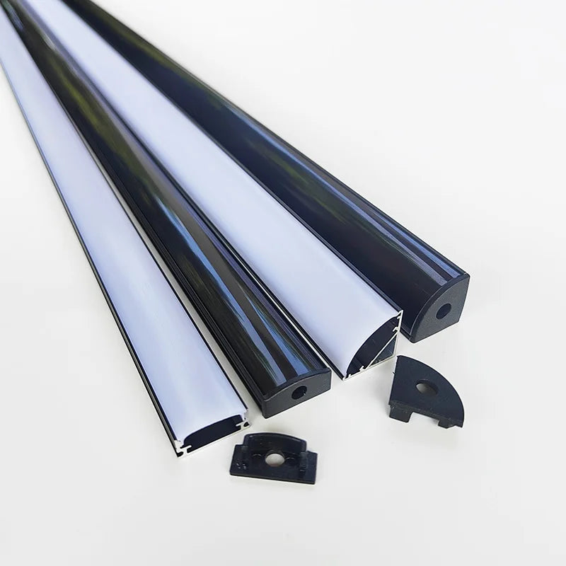 Profilé aluminium LED 50 cm noir pour bande lumineuse plafond