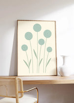 Impression minimaliste pissenlit vert sauge décoration murale