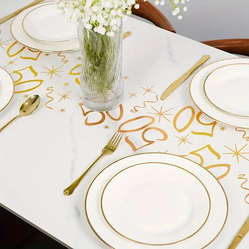 Table de fête complète avec chemin de table anniversaire et décoration