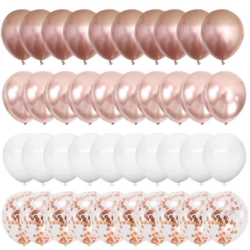 Ballons confettis or rose 12 pouces pour décoration anniversaire adulte