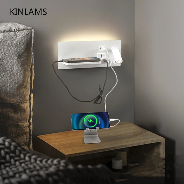 Applique murale LED sans fil USB en fer de couleur noire