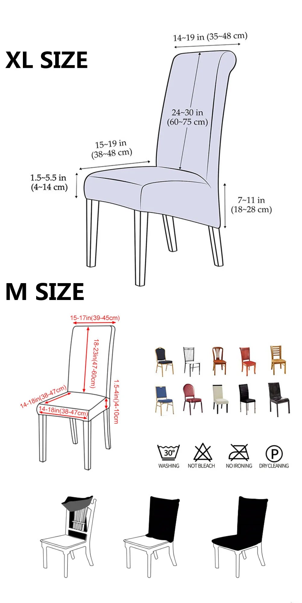 Housse de chaise élastique bleu marine