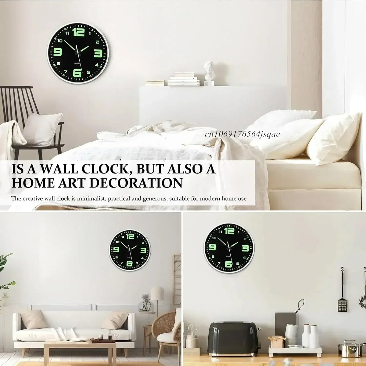 Horloge murale lumineuse vert émeraude veilleuse