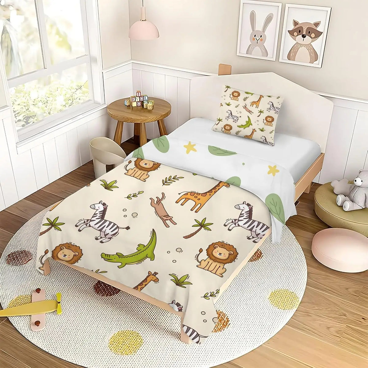 Taie d'oreiller assortie motif girafe