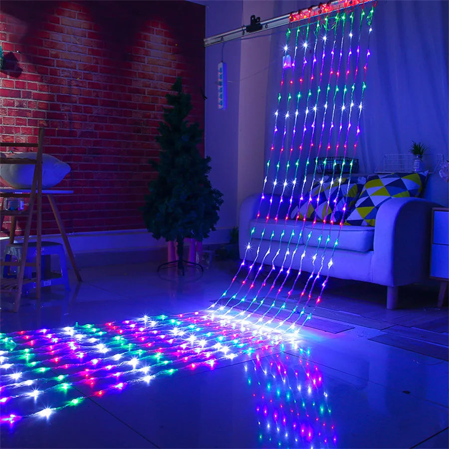 Rideau lumineux LED RVB extérieur terrasse