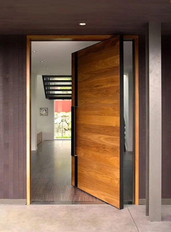Porte d'entrée en aluminium avec isolation thermique vue de profil