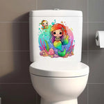 Autocollant porte WC noir sirène cartoon