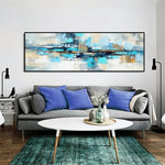 Art mural abstrait bleu nuit pour salon