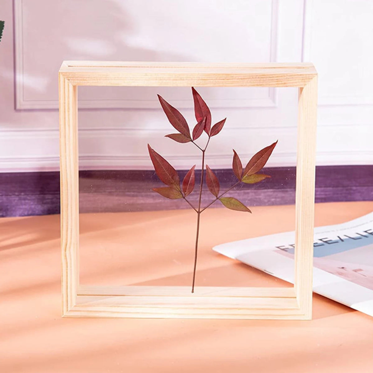 Cadre photo en bois naturel avec plaques acryliques transparentes