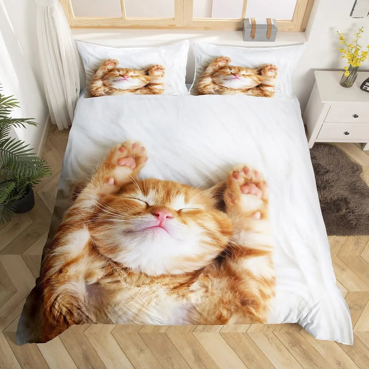 Housse de couette chat colorée 3D personnalisable