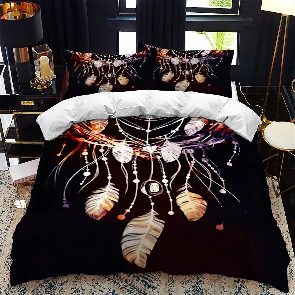Housse de couette tartan noire en microfibre