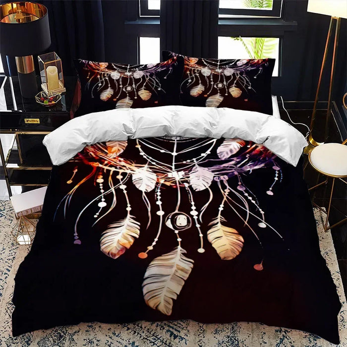 Housse de couette tartan noire en microfibre