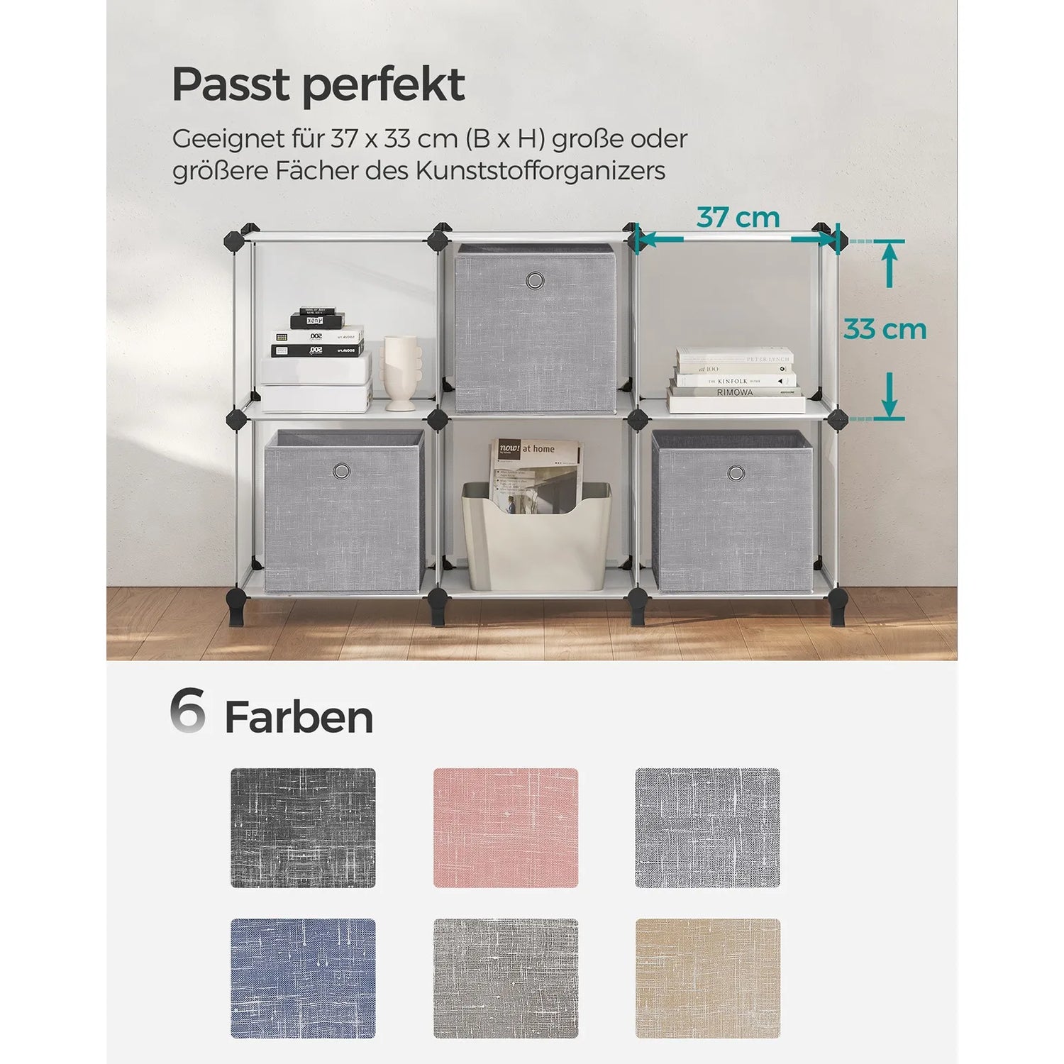Lot de 6 cubes de rangement 30x30x30 cm organisant des vêtements dans une armoire