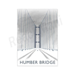 Le pont Humber, un impressionnant ouvrage d'art suspendu avec ses câbles d'acier traversant un ciel nuageux.