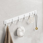 Crochet serviette salle de bain 6 patères en alliage d'aluminium blanc moderne