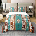 Détail impression 3D motif vache marron sur housse de couette