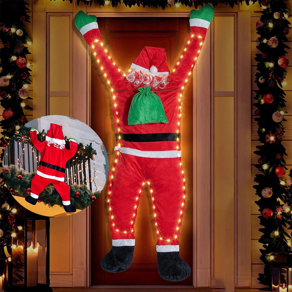Père Noël en velours 1.7m accroché au mur extérieur