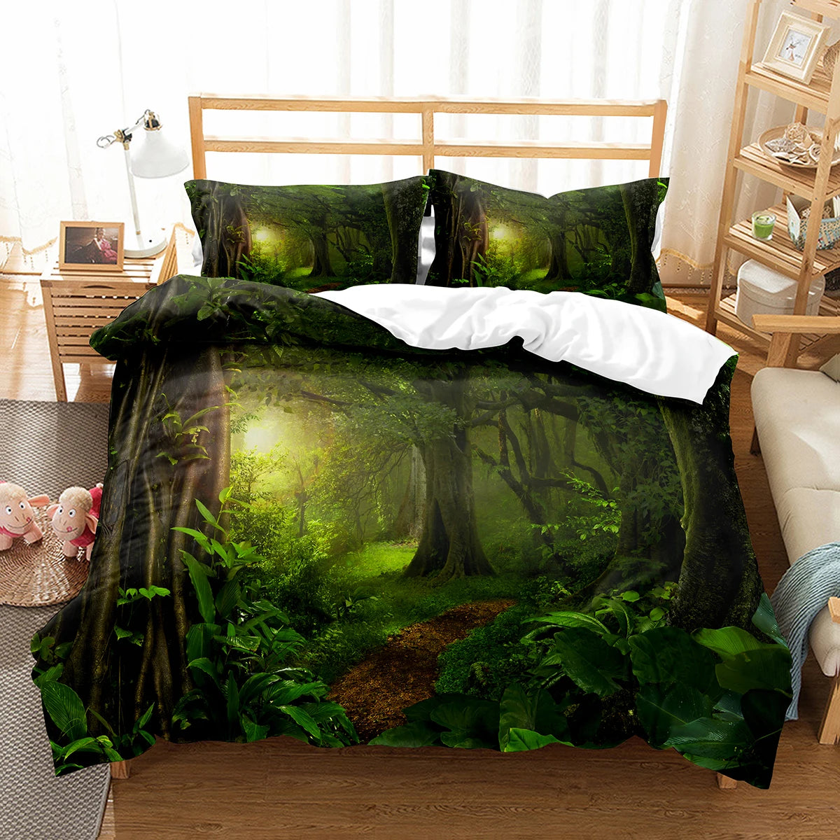 Parure de lit jungle polyester vert