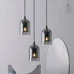 Suspension luminaire cuisine en verre et métal noir design nordique