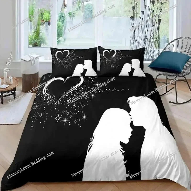Parure de lit Saint-Valentin microfibre blanc impression 3D