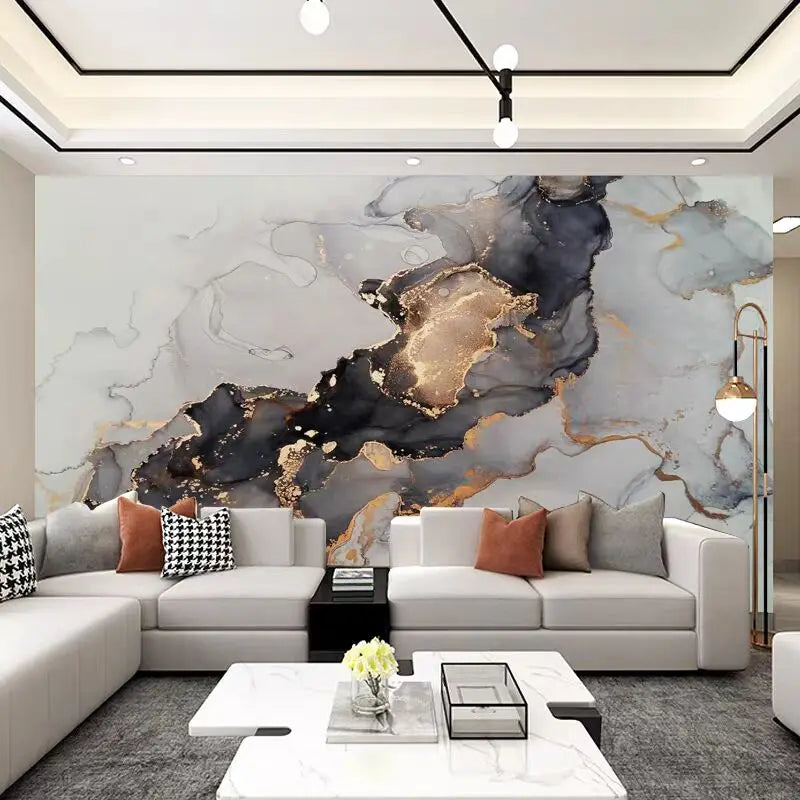 Papier peint sur mesure effet pierre dans une chambre à coucher