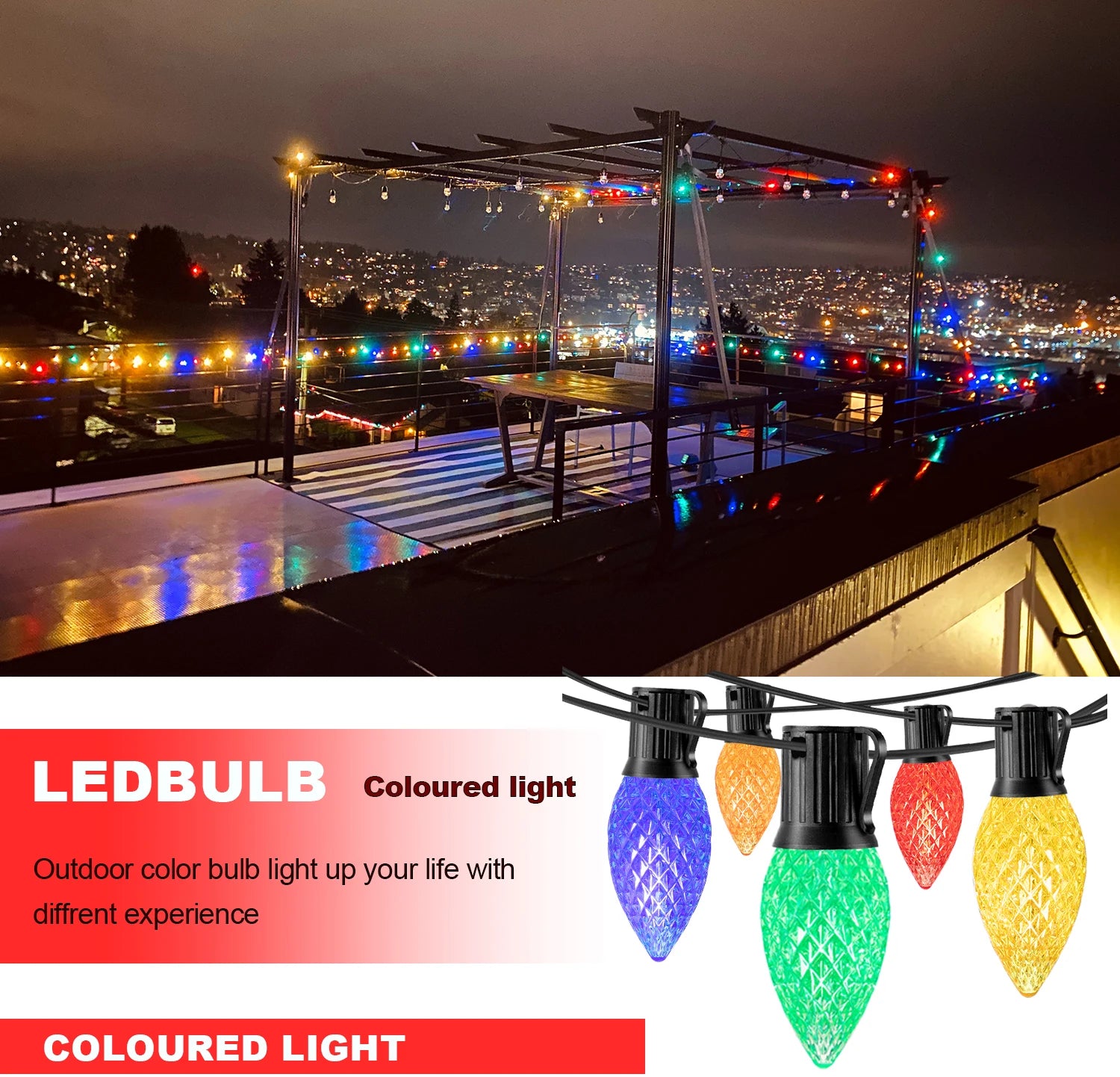 Guirlande lumineuse de jardin multicolore
