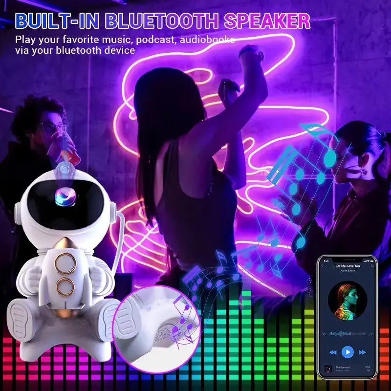 Projecteur LED astronaute en couleur argent avec télécommande