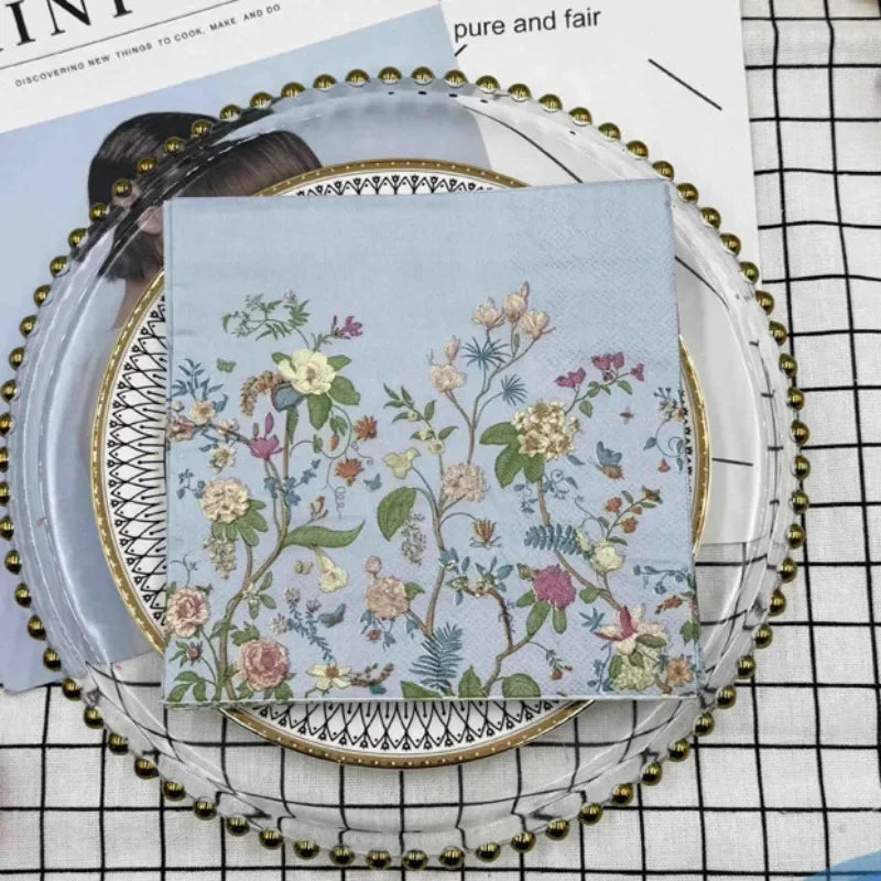 Serviettes en papier imprimé floral pour décoration de fête
