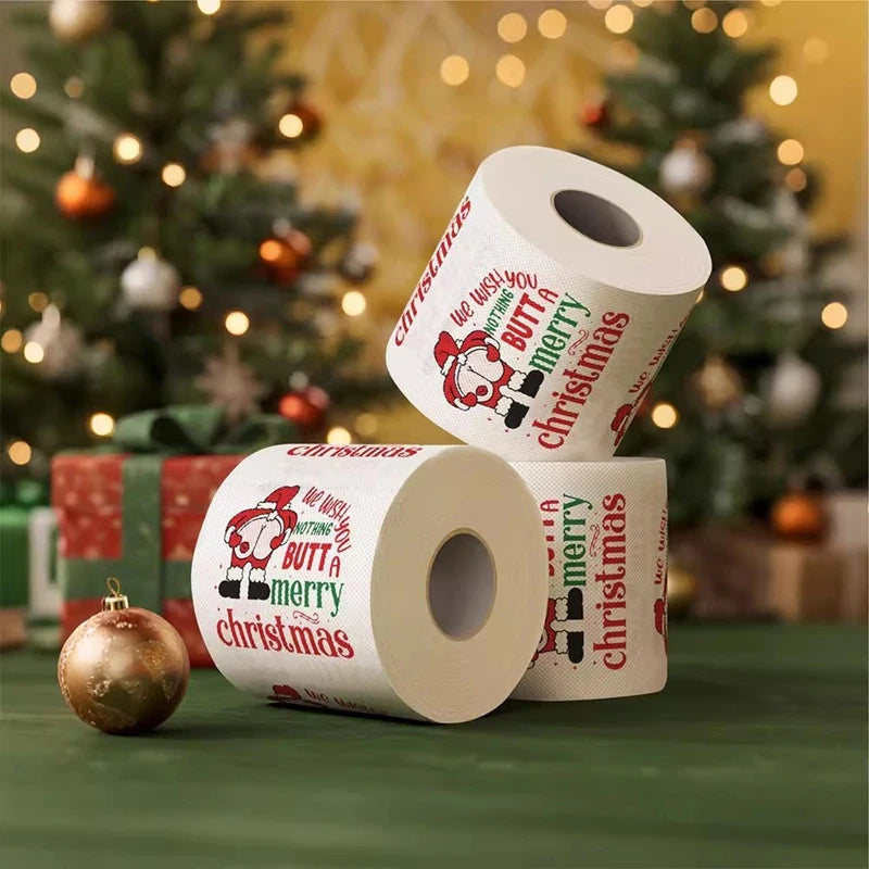 Papier toilette Noël utilisé comme emballage cadeau