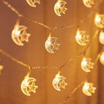 Guirlande lumineuse étoile lune utilisée lors d'un mariage ou d'une fête