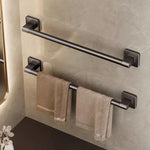 Porte-serviettes sans perçage noir pour salle de bain
