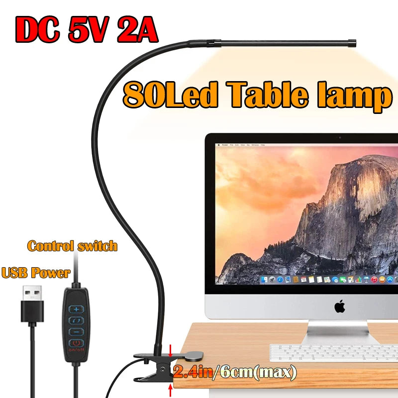 Lampe de bureau LED réglable avec pince pliante 360° en couleur bleue