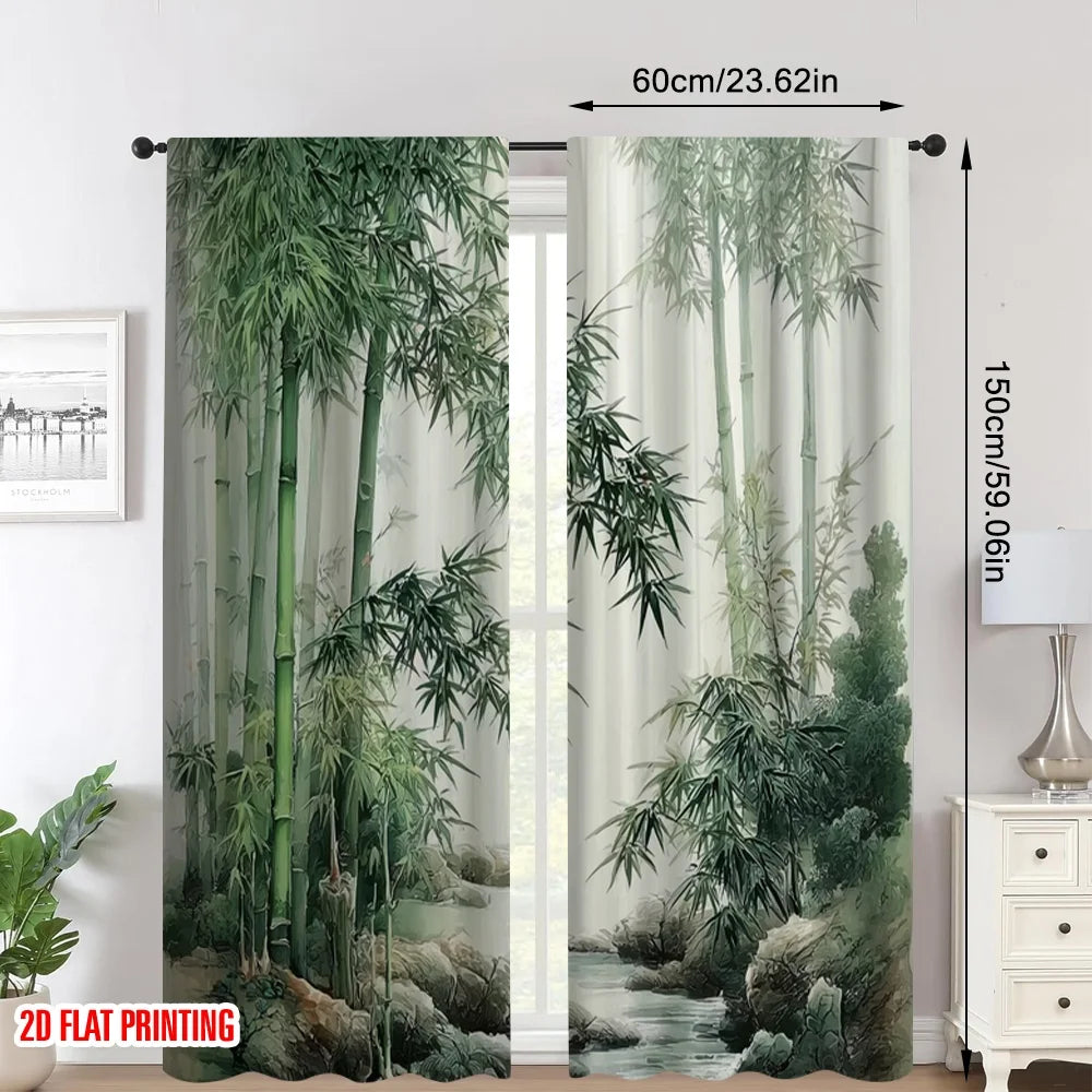 Rideaux occultants bambou forêt zen dans une chambre