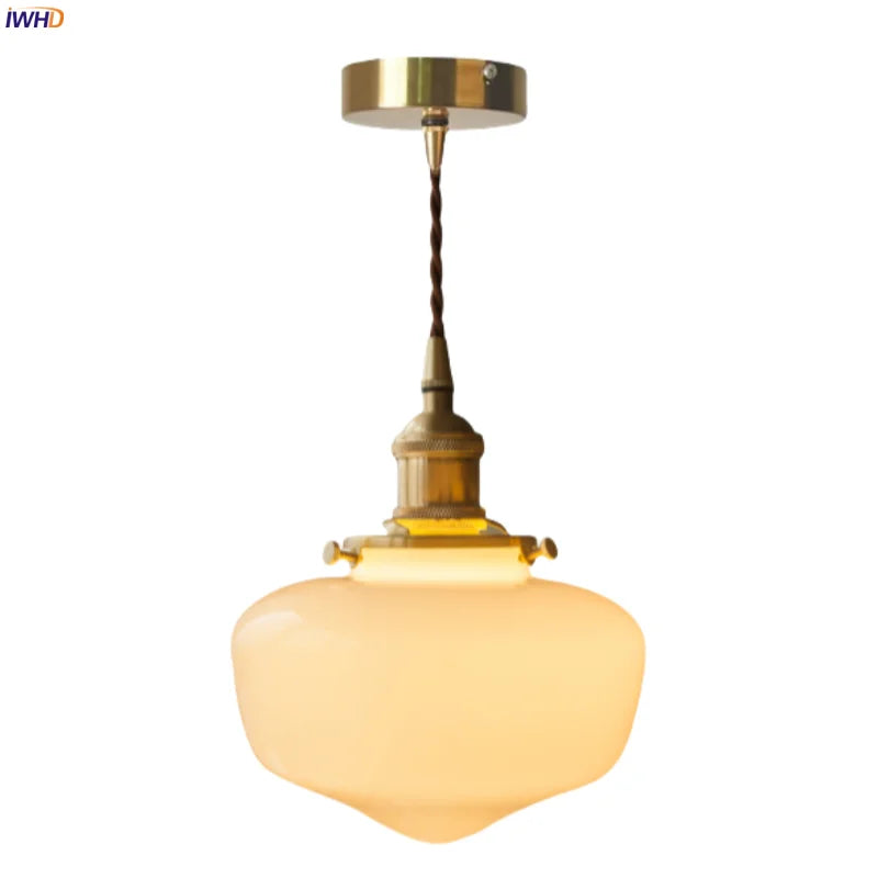 Lampe suspendue en verre LED minimaliste nordique vue de face