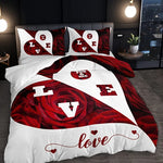 Ensemble housse de couette et taies d'oreiller rouge et blanc