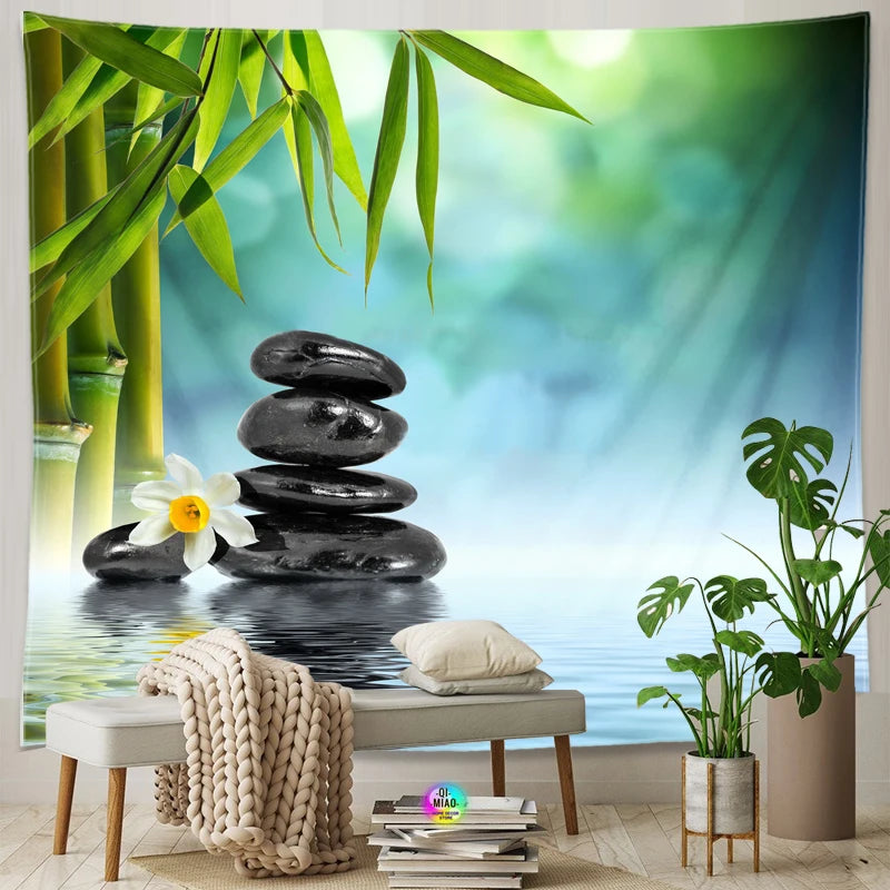 Tapisserie zen bambou coulant