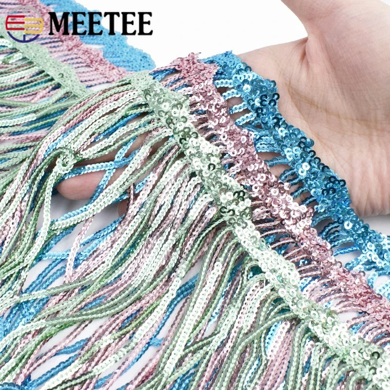 Franges à paillettes en dentelle pour rideaux couleur or