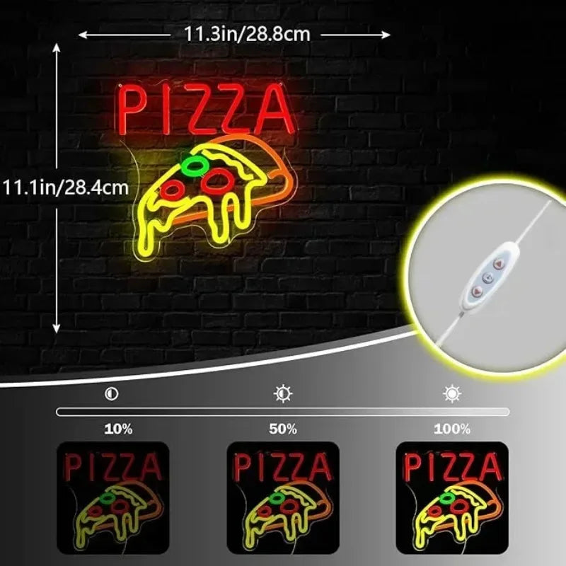 Enseigne néon pizza suspendue avec chaîne installation facile