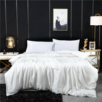 Housse de couette en soie de mûrier naturelle couleur unie sur lit double