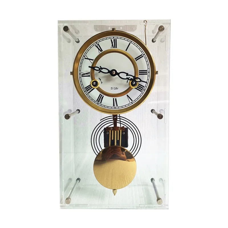 Horloge de table mécanique vintage en cuivre pur vue de face