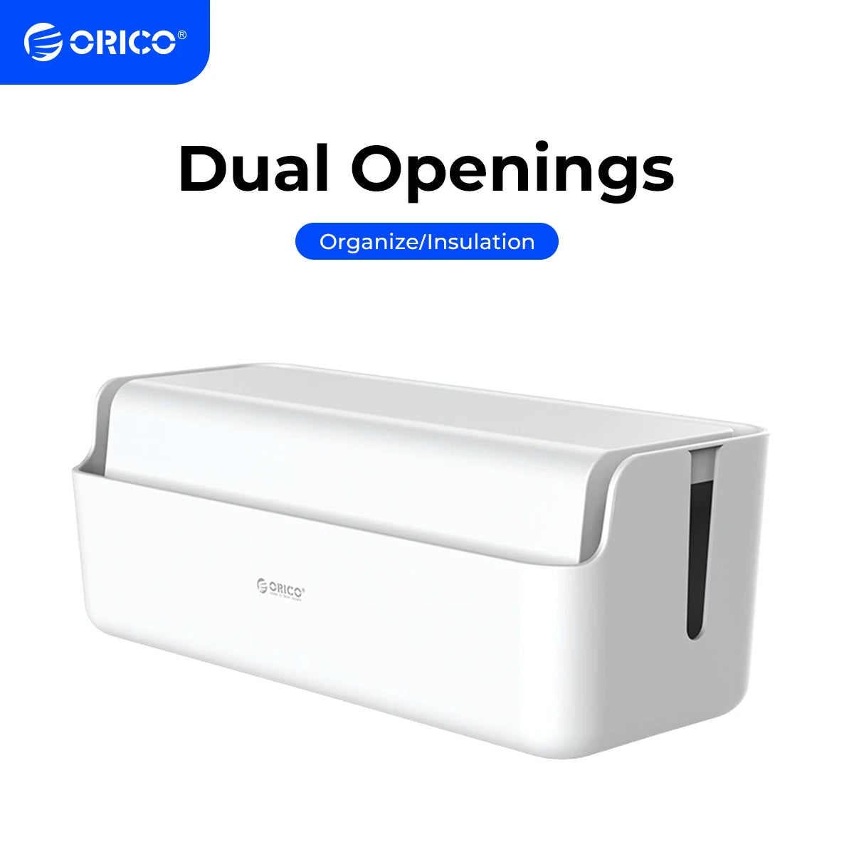 Boîte de rangement pour multiprise et câbles en plastique blanc