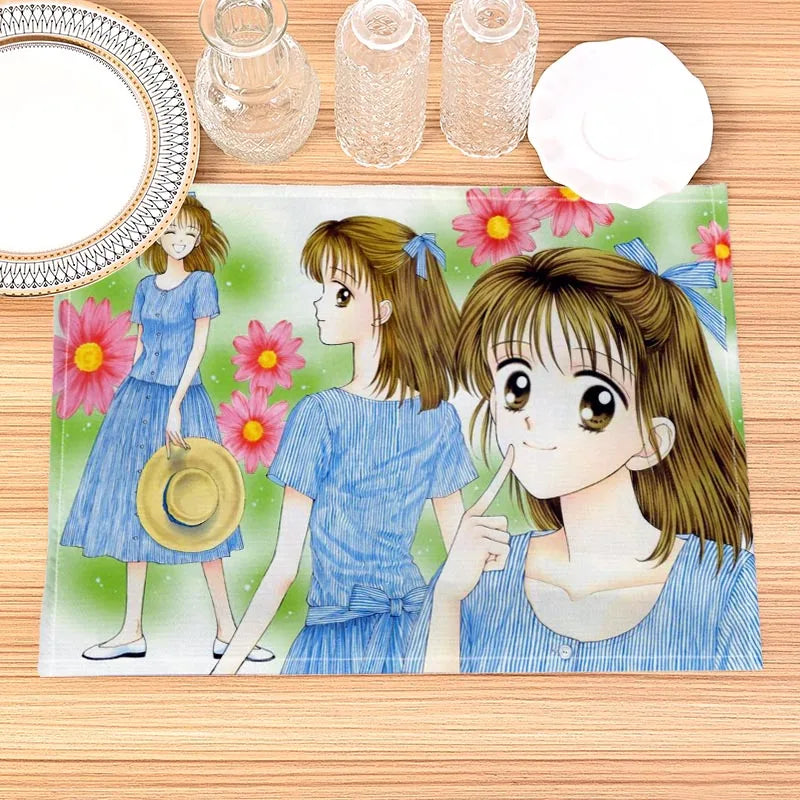 Set de table en lin imprimé 30x40 cm noir